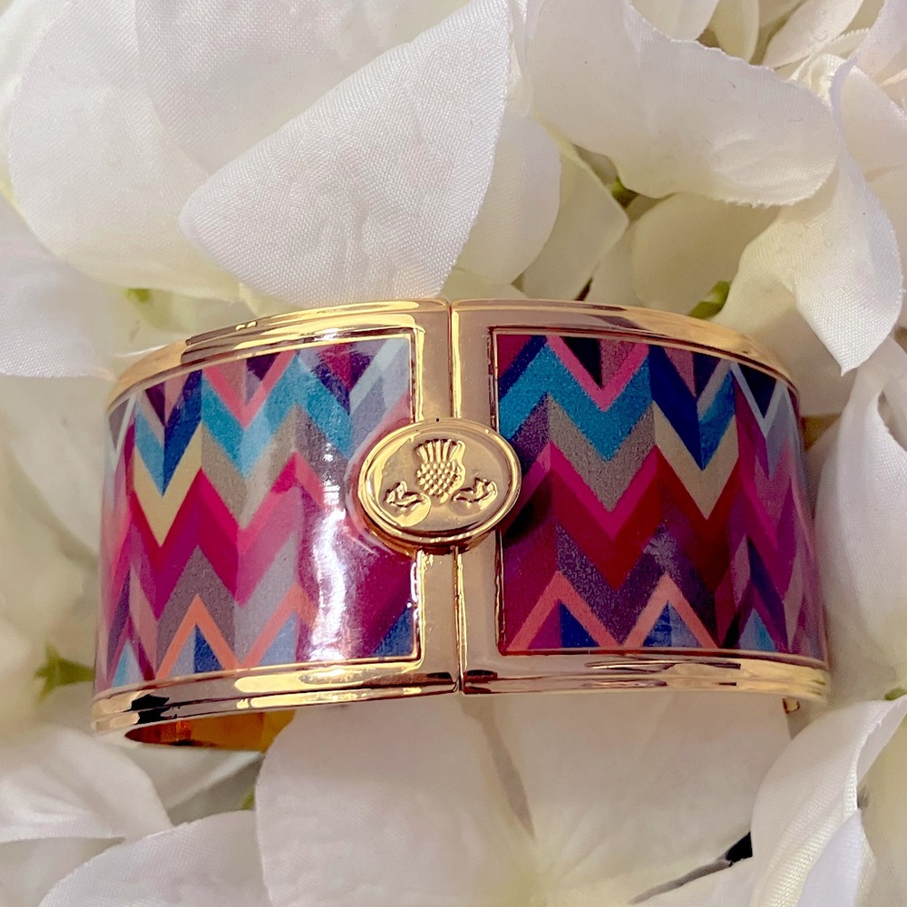 MacKenzie Childs Kaleidoscope Chevron Cuff Bracelet EUC